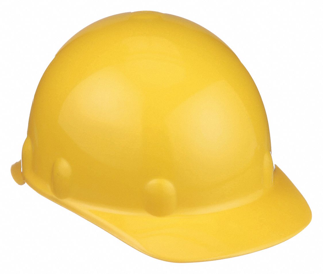 CASQUE DE SÉCURITÉ, CSA Z94.1-2005, TYPE 2, CLASSE E, THERMOPLASTIQUE, CLIQUET À 8 POINTS, REBORD, JAUNE