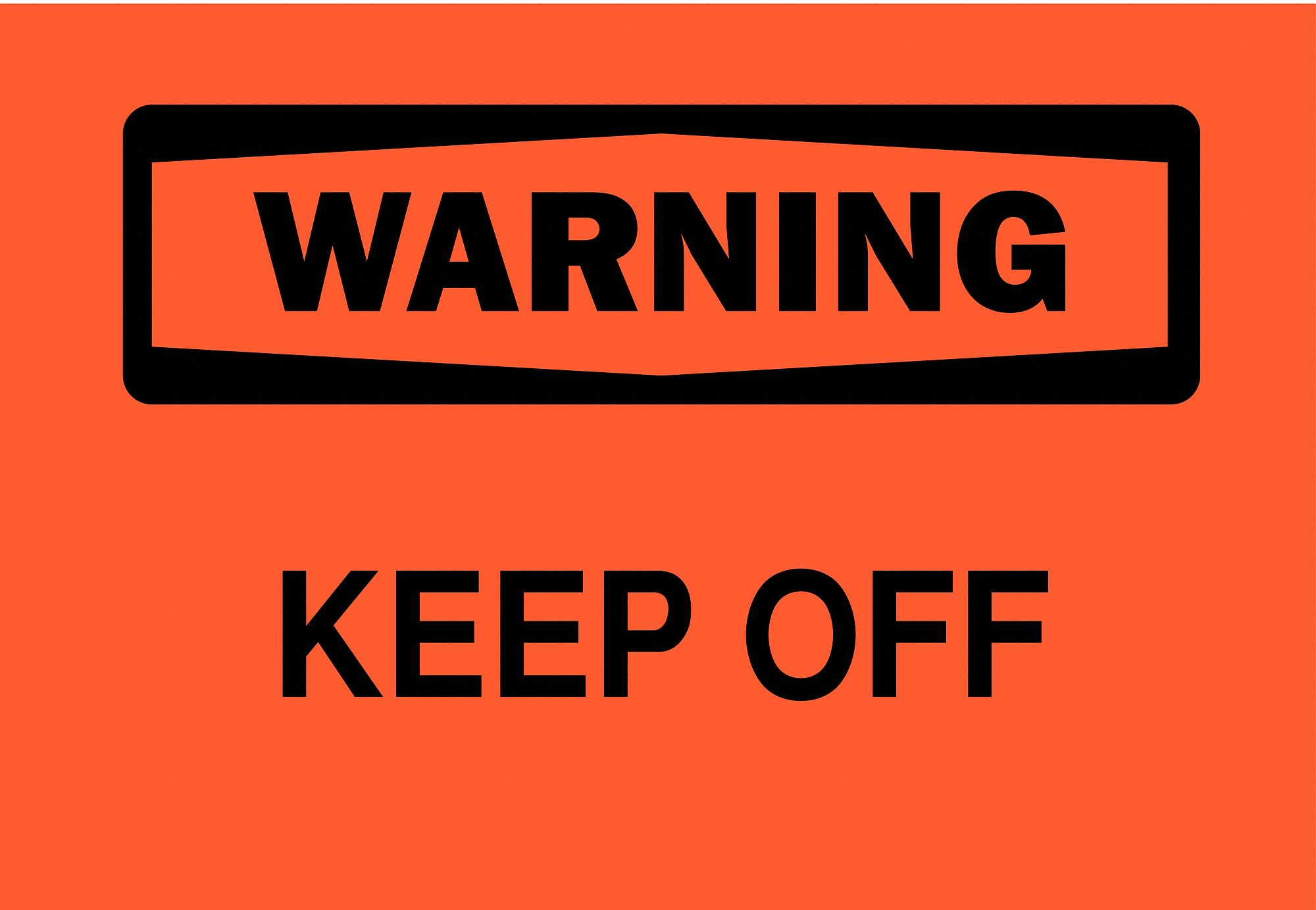 WARNING SIGN, PLASTIC, 14 IN WIDTH, 10 IN HEIGHT, ORANGE, WITH MOUNTING HOLES