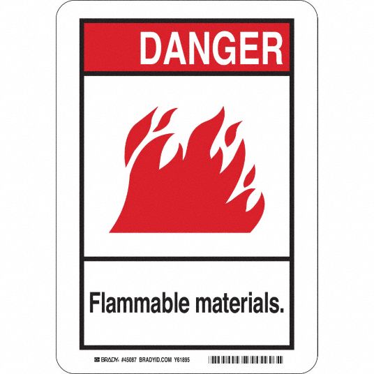 Danger Sign, Flammable Materials., Header Danger, Rectangle, 14 in ...