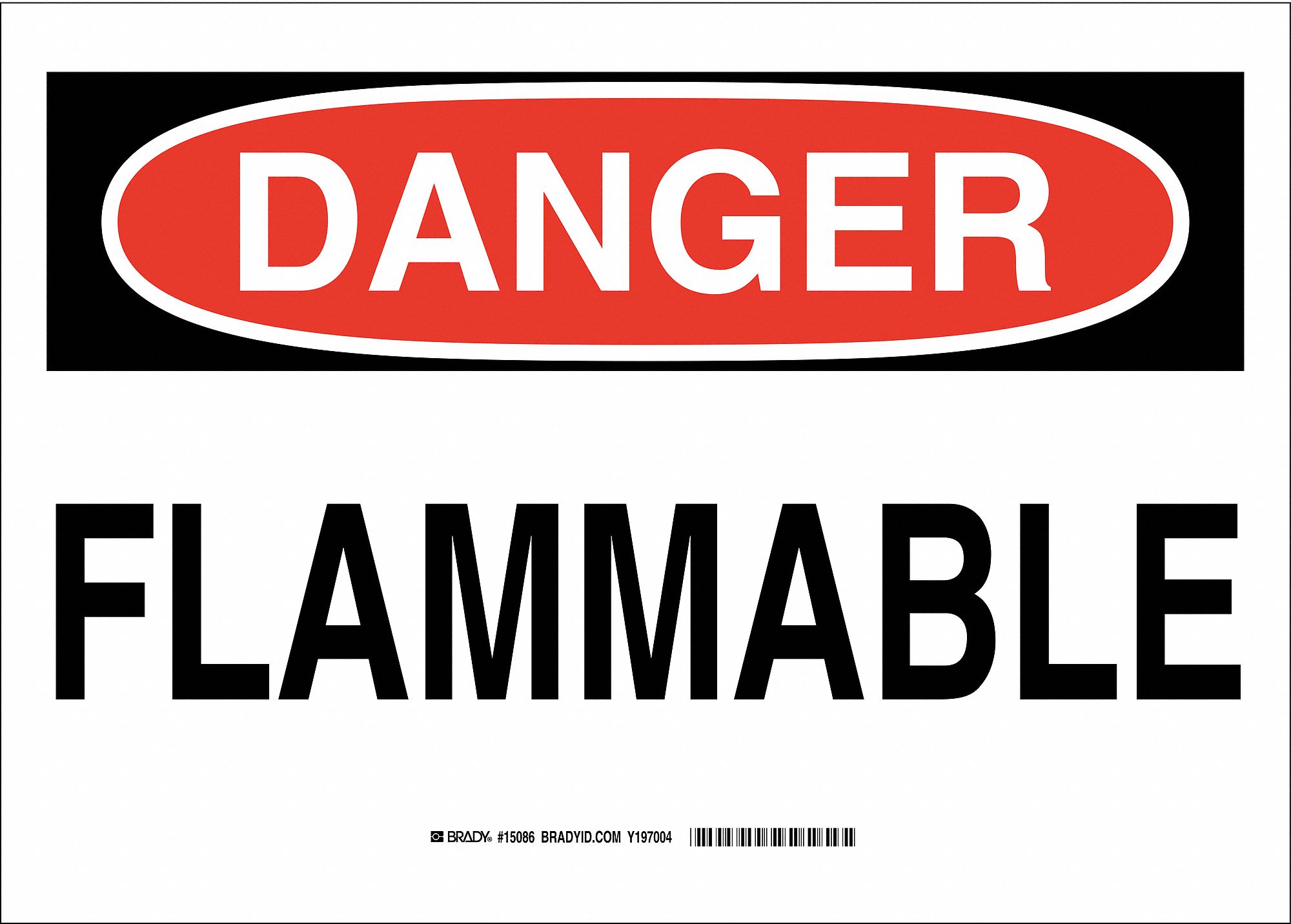 Safety Sign, Flammable, Header Danger, Rectangle, 10 in Height, 14 in ...