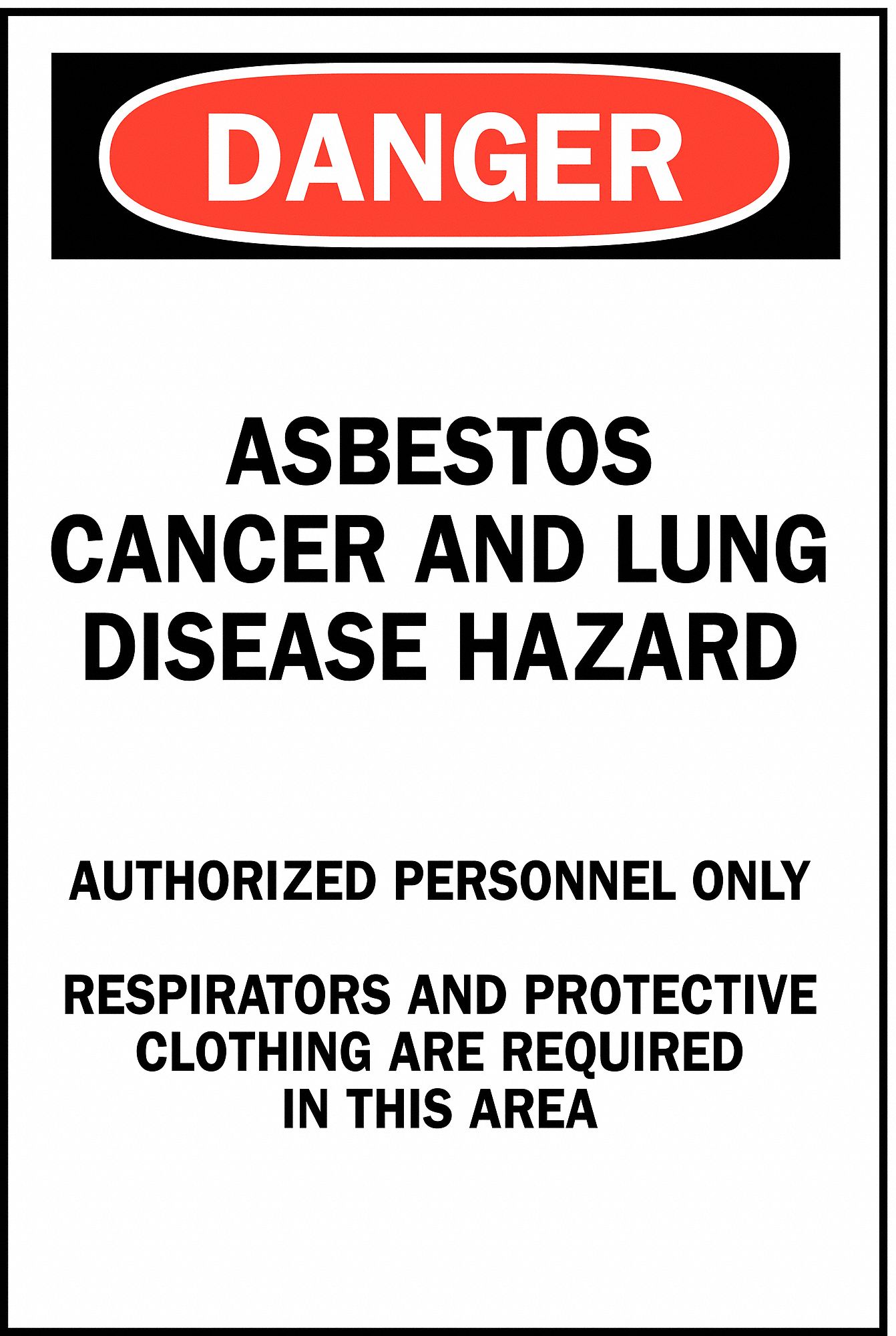 SAFETY SIGN, 10 IN X 7 IN, 0.035 IN, ALUMINUM, WITH MOUNTING HOLES SIGN MOUNTING, DANGER HEADER, WHITE