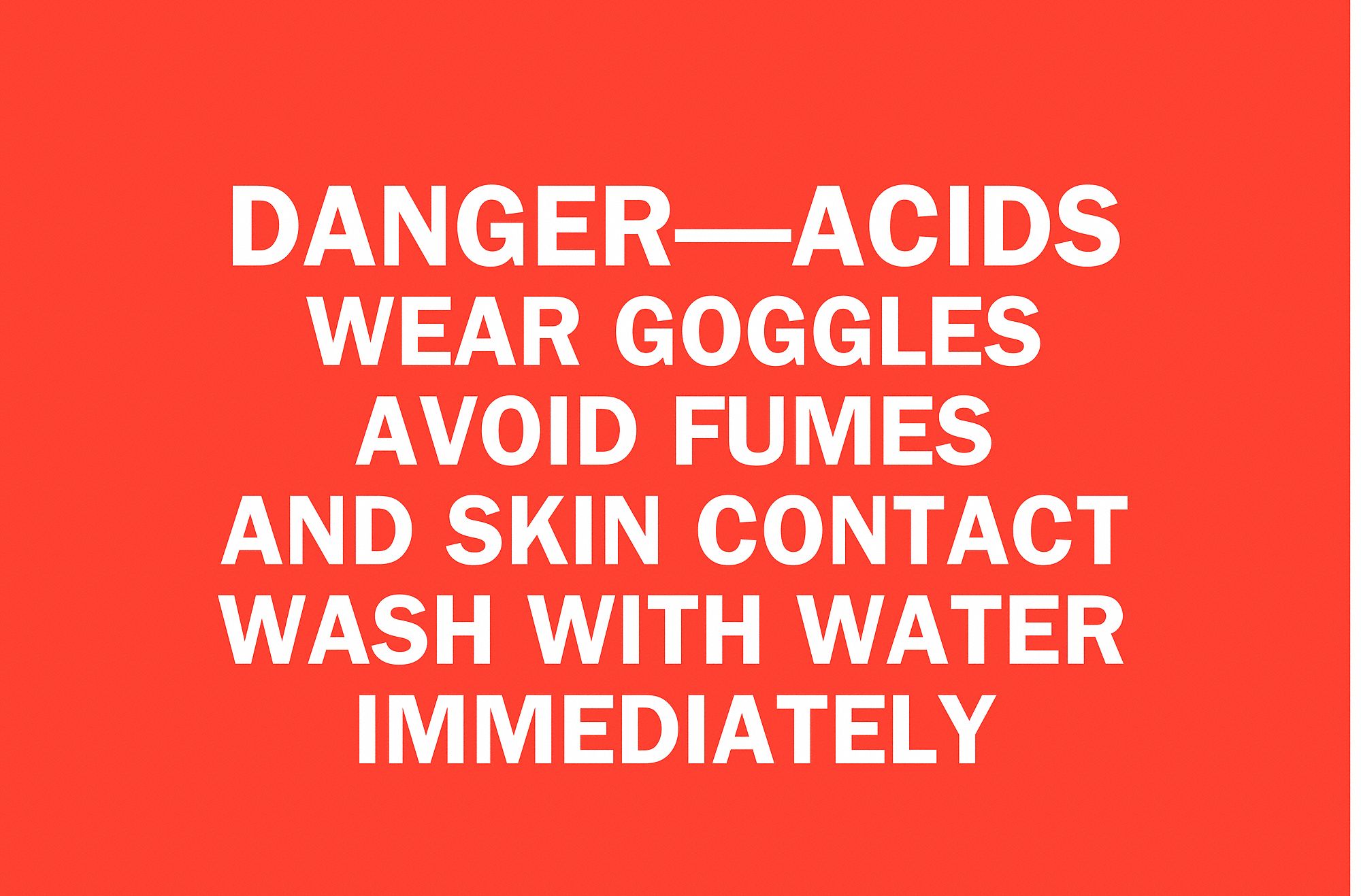 Safety Sign, Wear Goggles Avoid Fumes And Skin Contact Wash With Water ...
