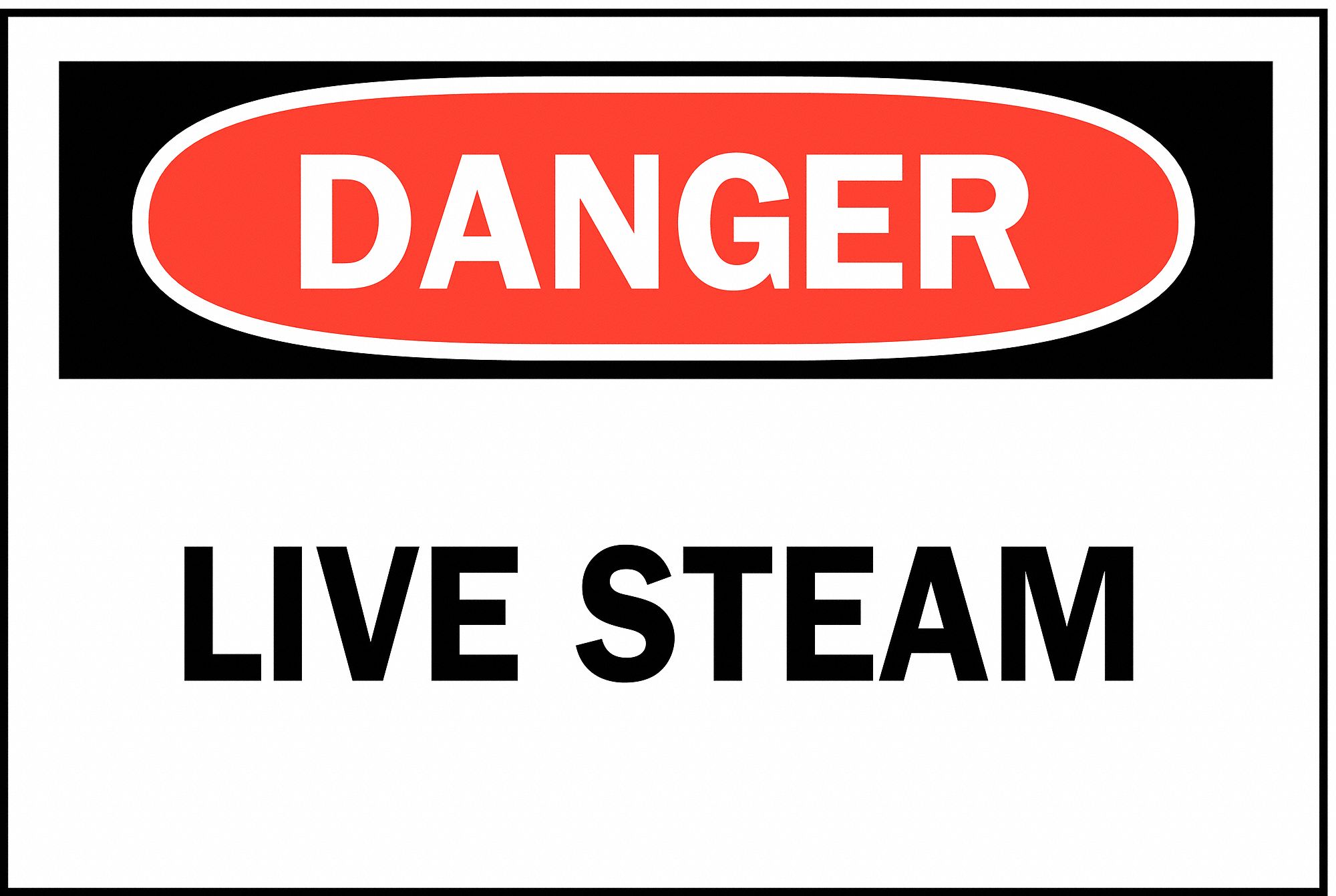 Safety Sign, Live Steam, Header Danger, Rectangle, 7 in Height, 10 in ...