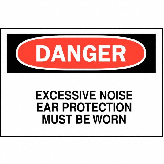 BRADY Safety Sign, Excessive Noise Ear Protection Must Be Worn, Header ...