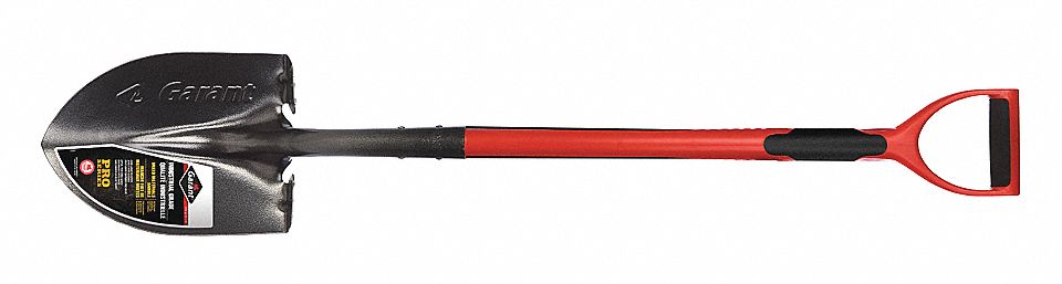 SHOVEL, ROUND POINT, D-GRIP, RED, 53-1/2 X 8-1/2 IN, STEEL/FIBREGLASS