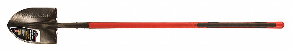 SHOVEL, ROUND POINT, LONG HANDLE, RED, 73-1/2 X 8-1/2 IN, STEEL/FIBREGLASS