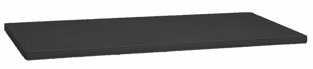 Storage Cabinet Shelf: 48 in x 24 in, 1 1/4 in Overall Ht, 400 lb Load Capacity, Black