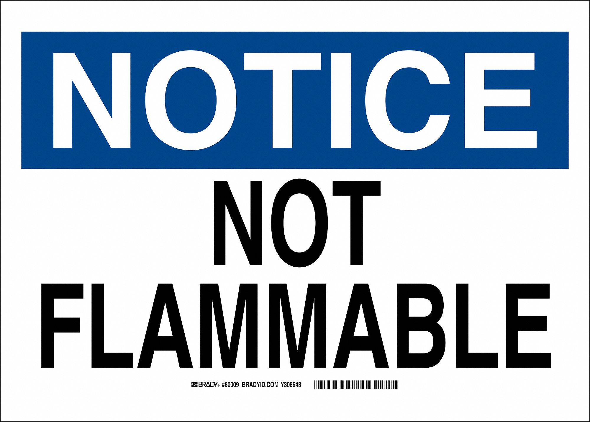 Safety Sign, Not Flammable, Header Notice, Rectangle, 10 in Height, 14 ...