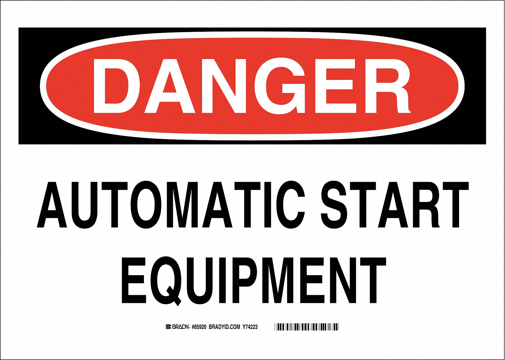 DANGER SIGN, PLASTIC, 14 IN WIDTH, 10 IN HEIGHT, WHITE, WITH MOUNTING HOLES