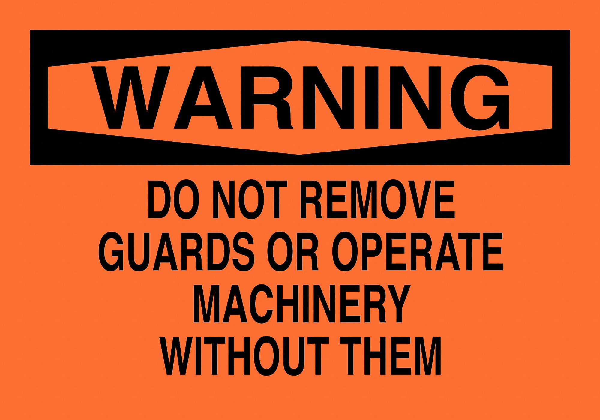 WARNING SIGN, PLASTIC, 10 IN WIDTH, 7 IN HEIGHT, ORANGE, WITH MOUNTING HOLES