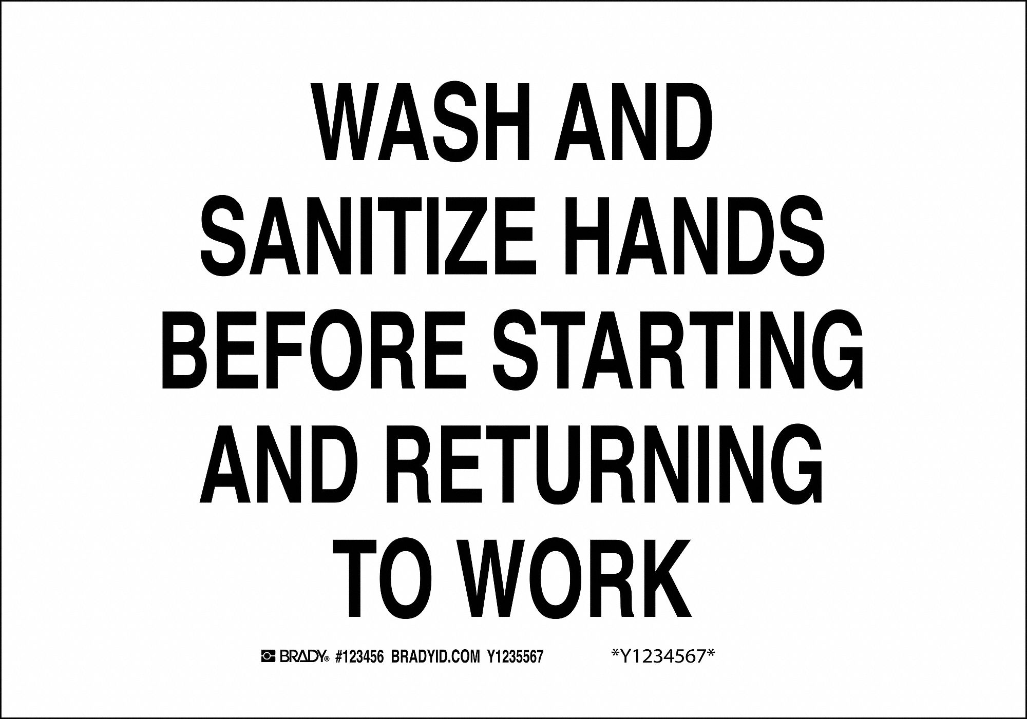 HAND WASH SIGN, ALUMINUM, 14 IN WIDTH, 10 IN HEIGHT, WHITE, WITH MOUNTING HOLES