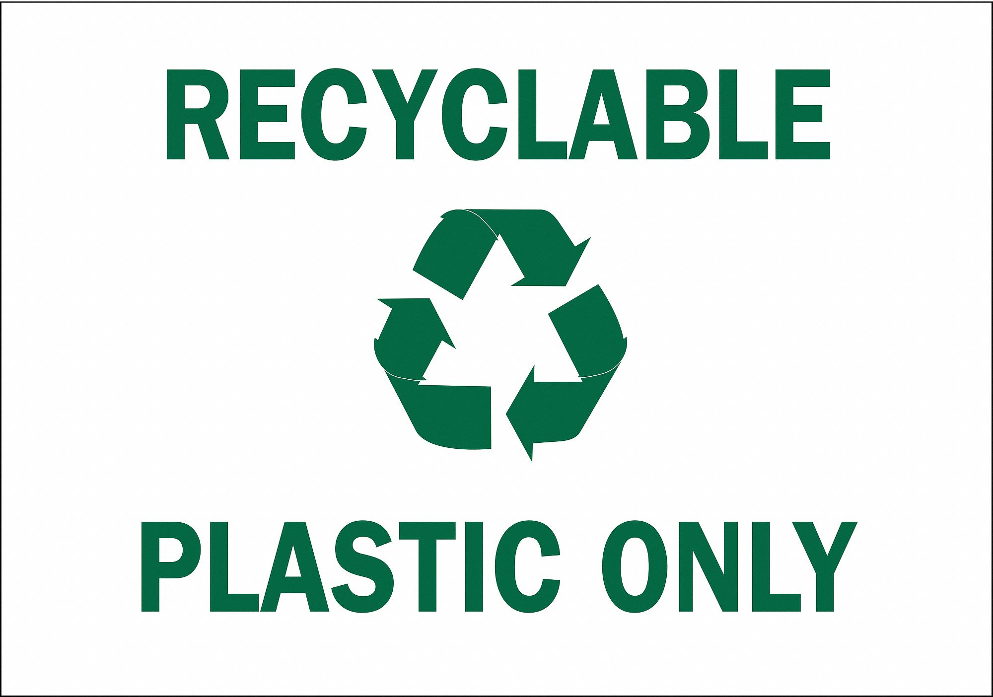 RECYCLING SIGN, ALUMINUM, 14 IN WIDTH, 10 IN HEIGHT, WHITE, WITH MOUNTING HOLES