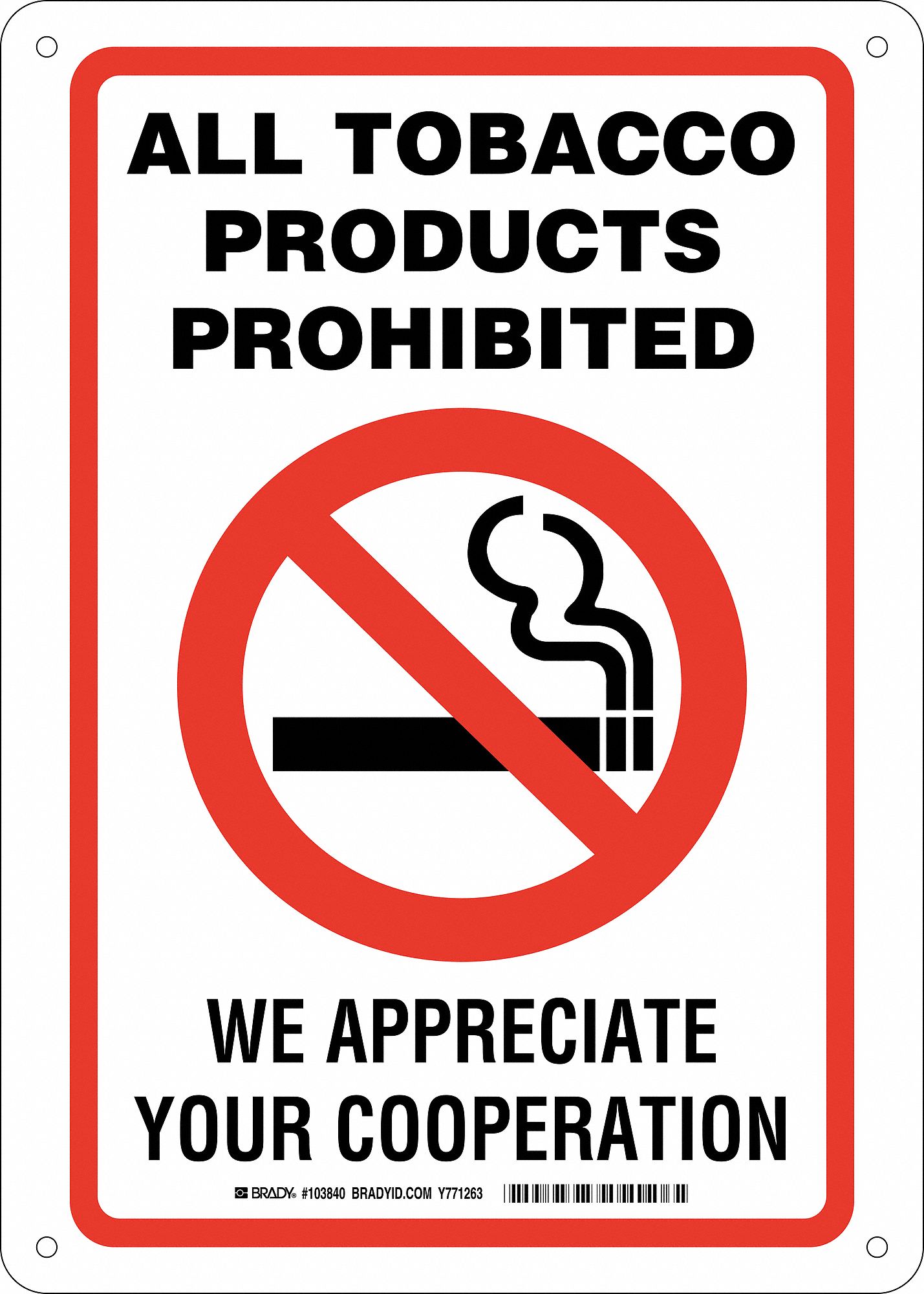 No Smoking Sign, 14x10, English