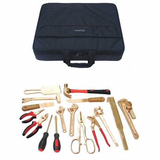 WESTWARD Nonsparking Tool Kit: 16 Total Pcs, Tool Box