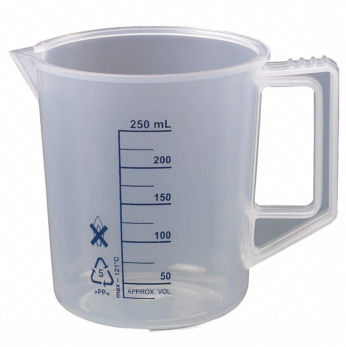 Lab Safety Supply Polypropylene 250 Ml Labware Capacity Metric Beaker With Handle Low Form 3394