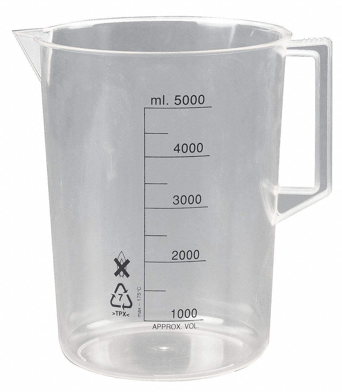 LAB SAFETY SUPPLY Plastic Beaker with Handle Low Form, Low Form with