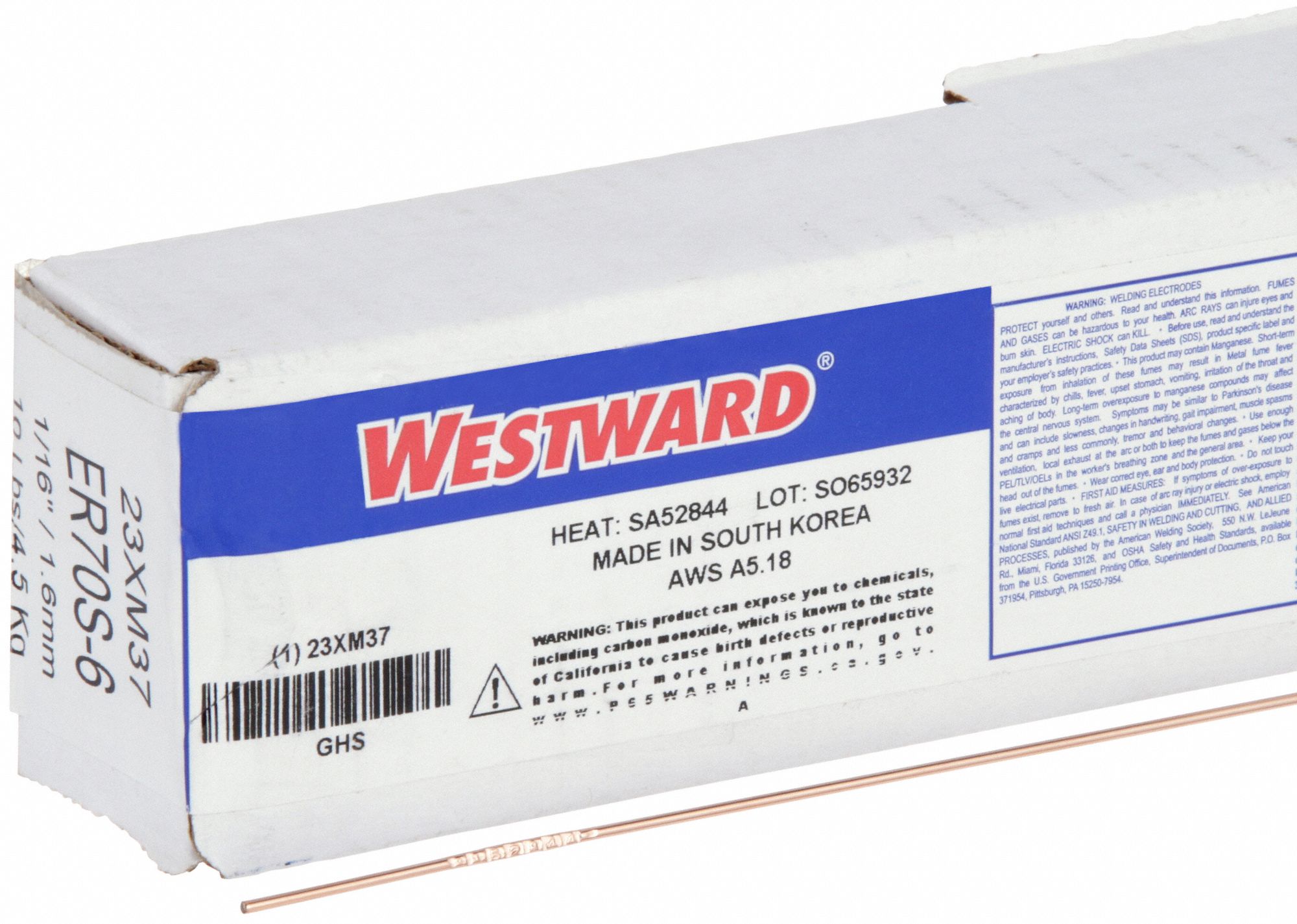 TIG Welding Rod: Carbon Steel, ER70S-6, 1/16" x 36", 10 lb