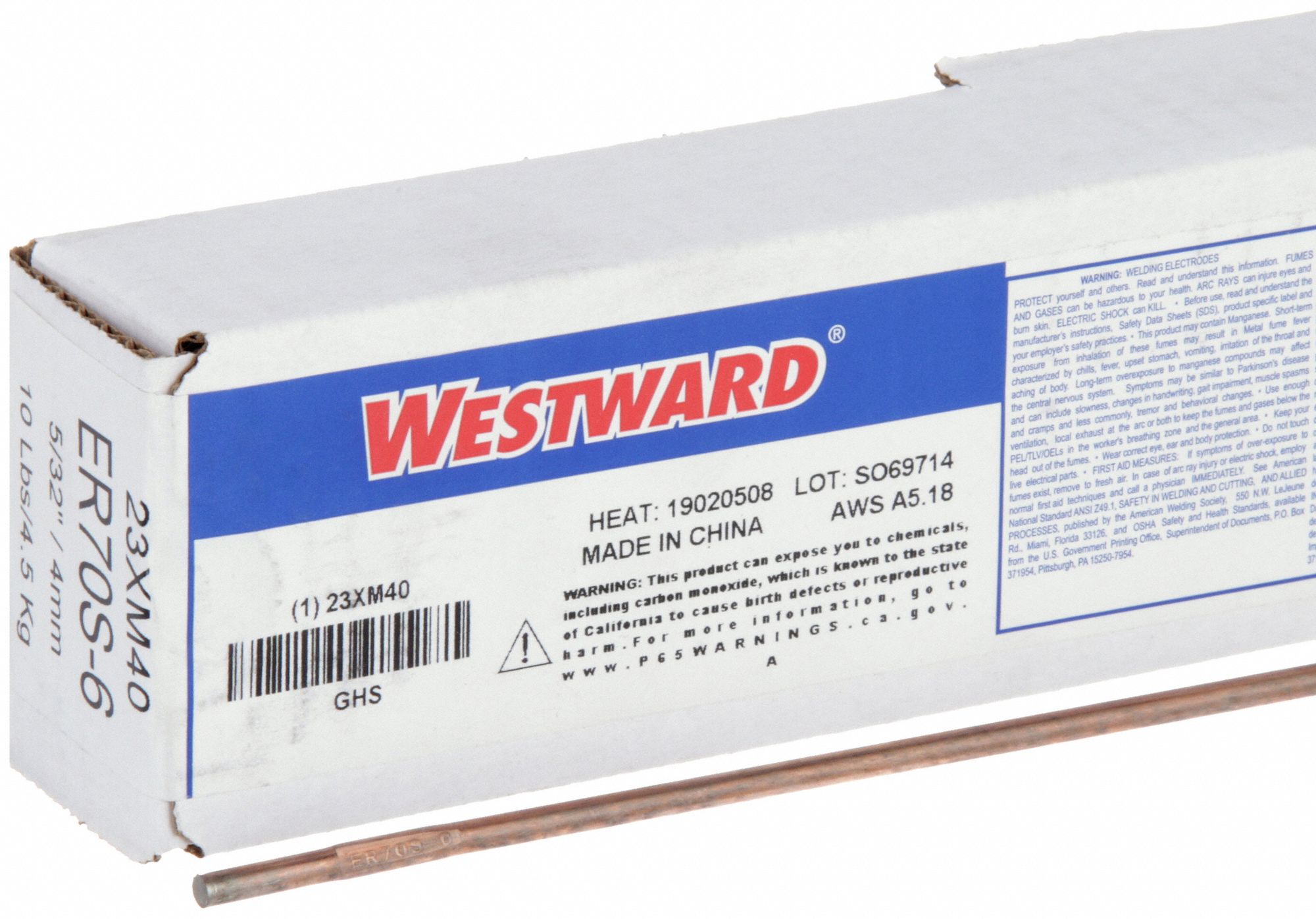 TIG Welding Rod: Carbon Steel, ER70S-6, 5/32" x 36", 10 lb