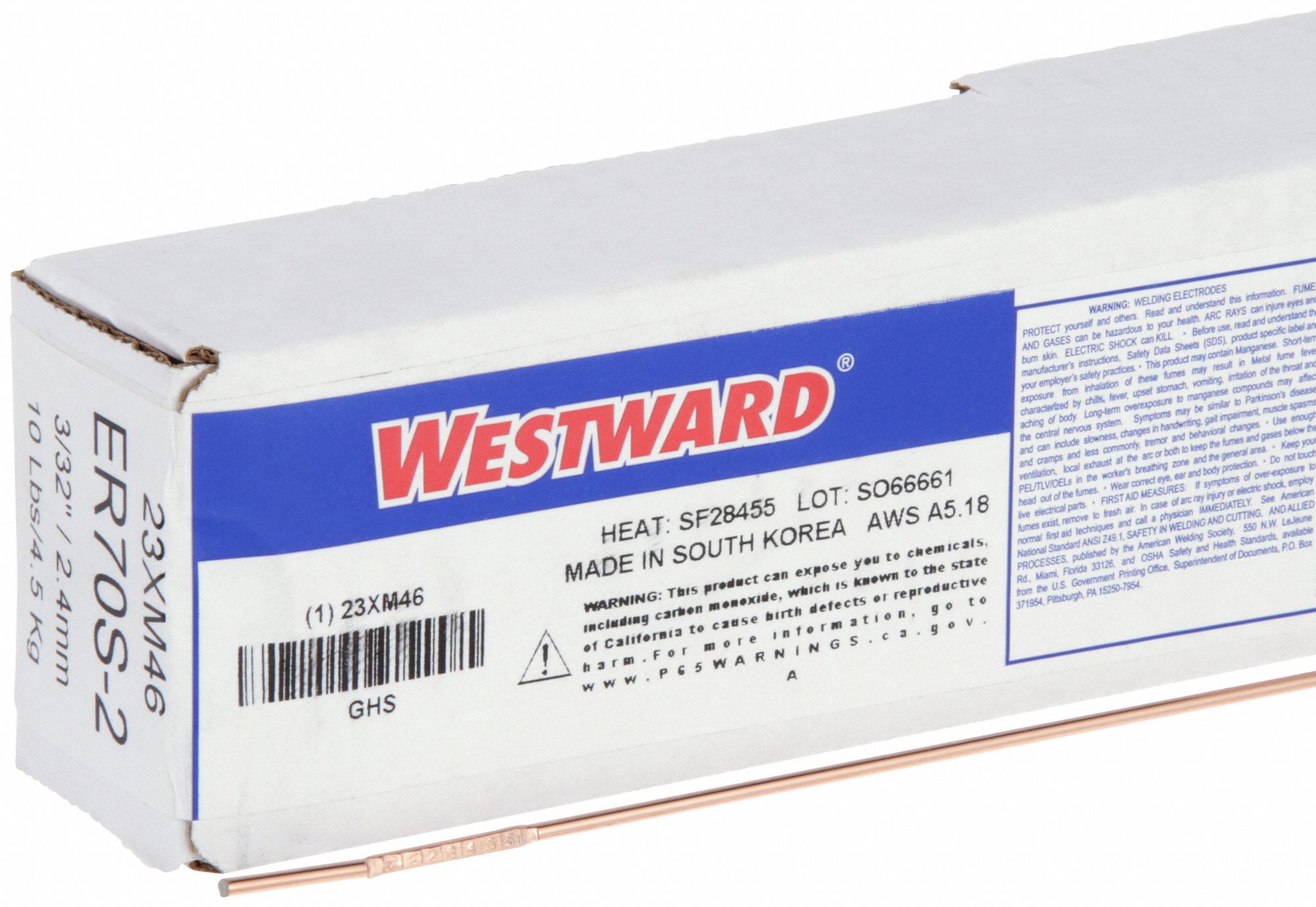 TIG Welding Rod: Carbon Steel, ER70S-2, 3/32" x 36", 10 lb