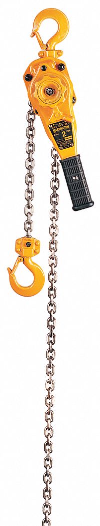 HARRINGTON Lever Chain Hoist 5,500 lb Load Capacity 1 3/8 in Hook Opening 10 ft Hoist Lift 