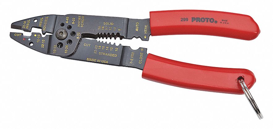 TETHER READY WIRE STRIPPER, MANUAL, 22 TO 10 AWG, 22 TO 10 AWG, 8½ IN OVERALL L, 6 TO 8 IN