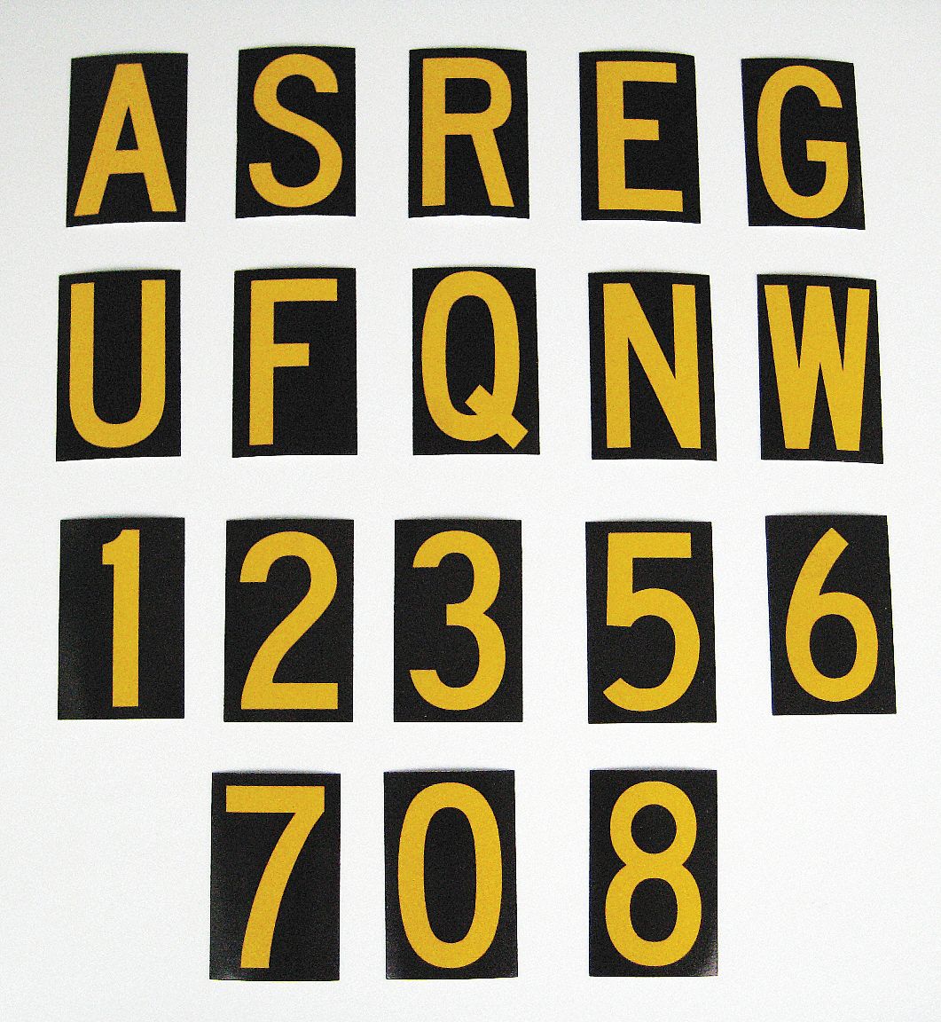 GRAINGER APPROVED Number and Letter Combo Kit, 0 Thru 9, A Thru Z ...