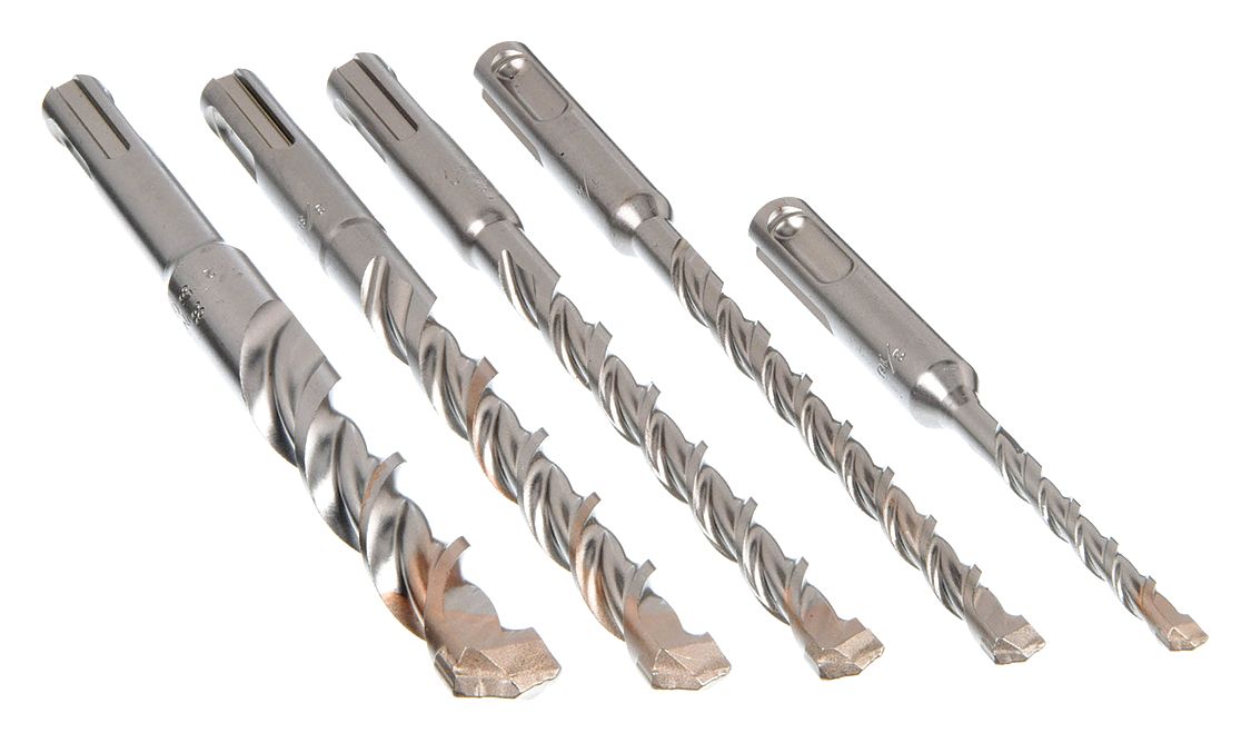 HAMMER DRILL BIT SET, 6 IN LENGTH, FRACTIONAL INCH, SDS, 5 PC