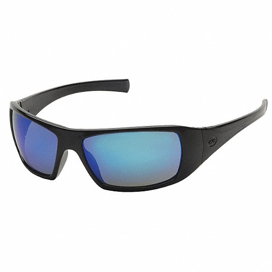 PYRAMEX GOLIATH SAFETY GLASSES BLACK FRAME WITH ICE BLUE MIRROR LENS SB5665D 