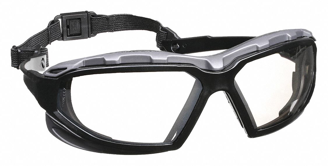 LUNETTES DE PROTECTION, MONTURE PLEINE, ENVELOPPANTE, NYLON/PC, ANTIBUÉE, NR/BLNC, I/E, CSA, M