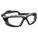 SAFETY GLASSES, FULL-FRAME, WRAPAROUND, NYLON/PC, ANTI-FOG, BLACK/GREY, I/O, MIRROR, CSA, M