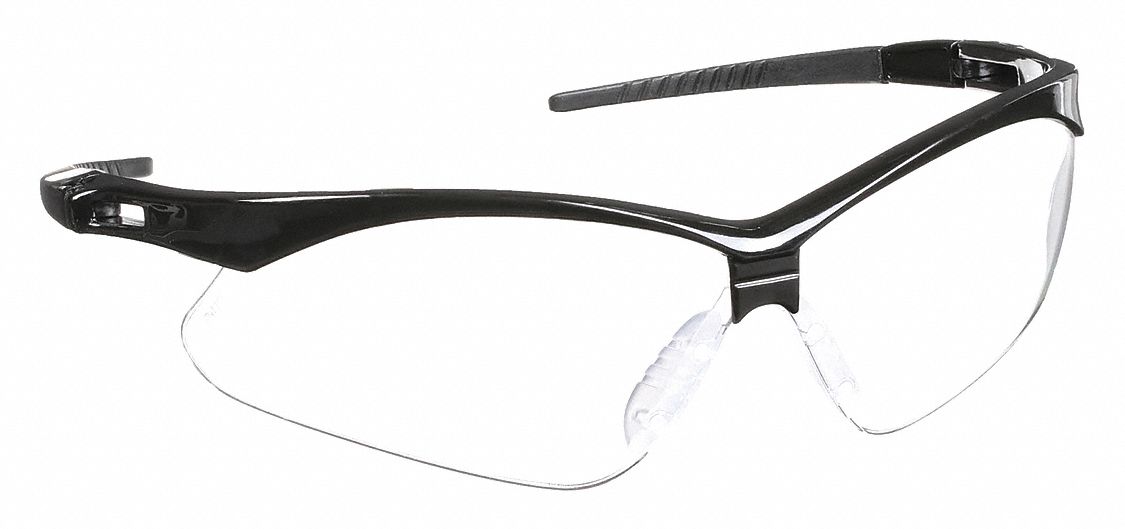 LUNETTES DE SÉCURITÉ, DEMI-MONTURE, ENVELOPPANTES, NYLON/PC, ANTIRAYURES, NOIR/TRNSP, UV, M, UNISEXE