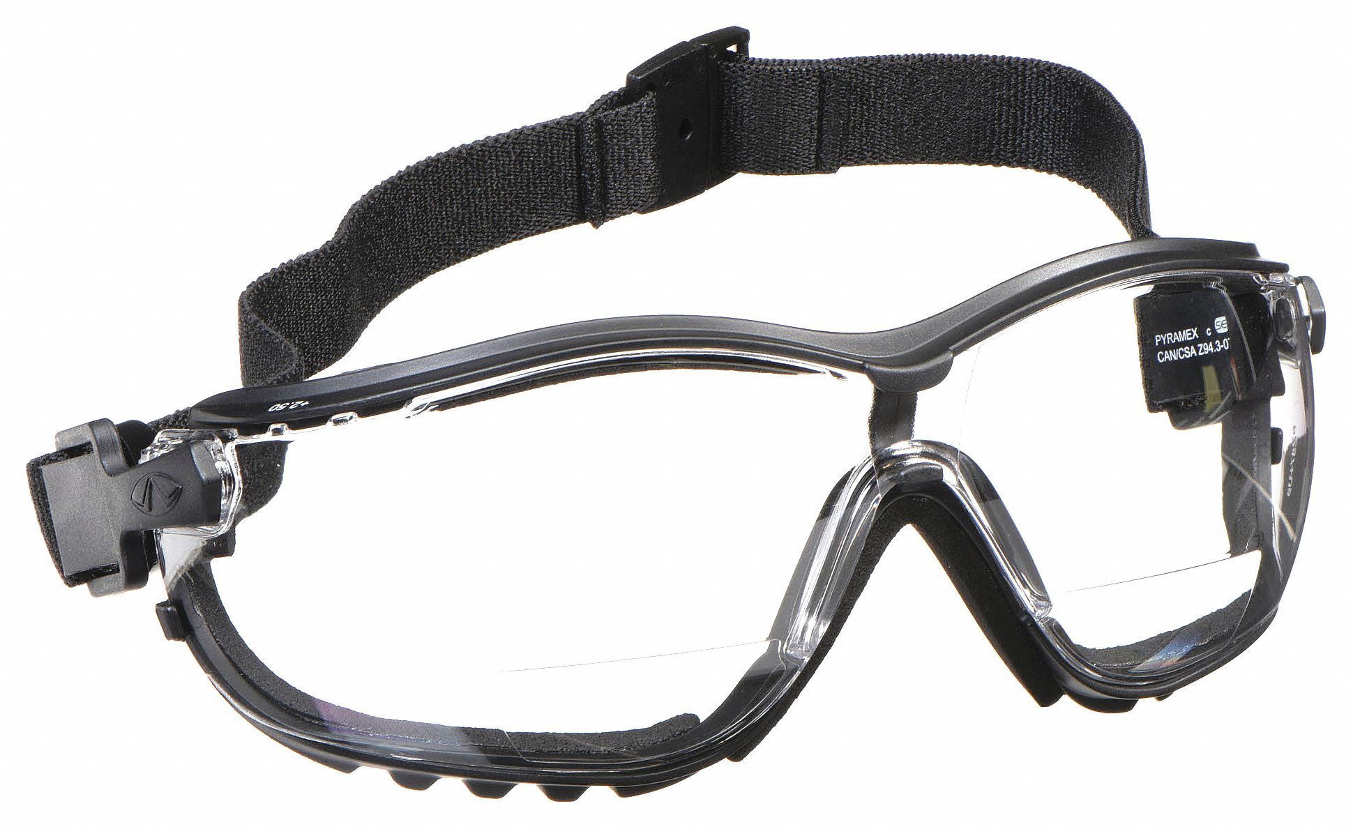 LUNETTES DE PROTECTION ÉTANCHE POUR LA LECTURE, ENVELOPPANTES, NYLON/PC, ANTIBUÉE, +2,50, BIFOCALES, BAS, CSA
