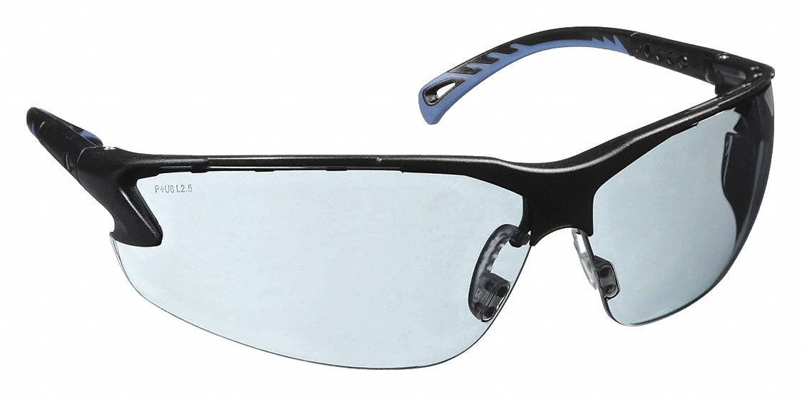 SAFETY GLASSES, HALF-FRAME, WRAPAROUND, PC, ANTI-SCRATCH, ANTI-FOG, BLACK/GREY, M, CSA, UNISEX