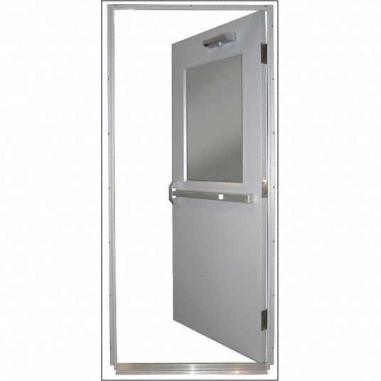 SECURALL Steel Door, Push Bar, RHR, 36 x 80 In. 23Y712HDQM1636X80