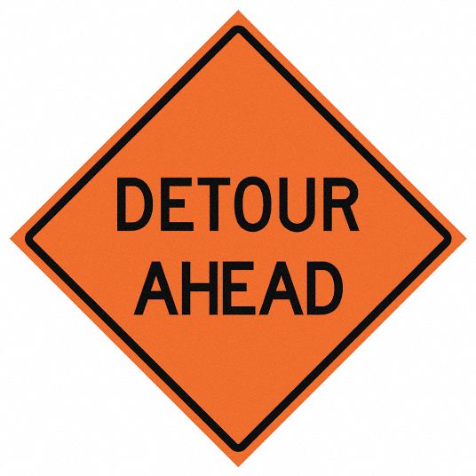 EASTERN METAL SIGNS AND SAFETY Detour Traffic Sign, Sign Legend Detour