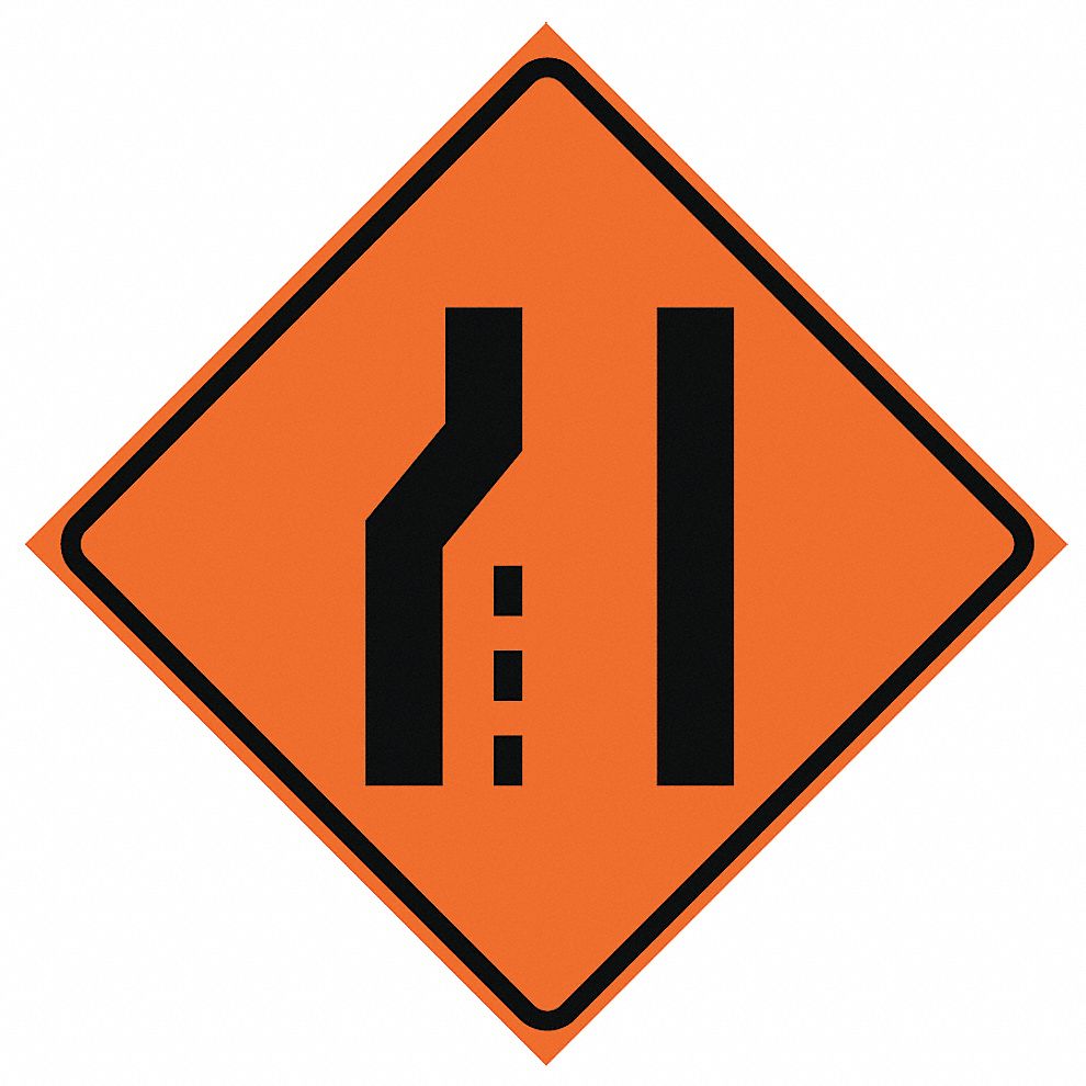 36 in x 36 in Nominal Sign Size, Polyester, PVC, Roll Up Traffic Sign