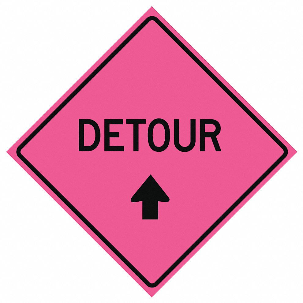EASTERN METAL SIGNS AND SAFETY Detour Traffic Sign, Sign Legend Detour