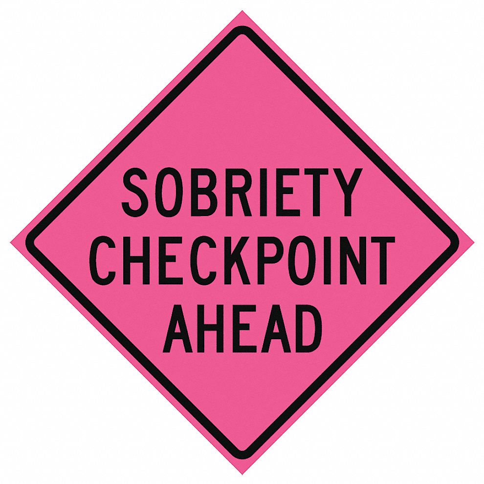 Roll Up Traffic Sign: 48 in x 48 in Nominal Sign Size, Vinyl, 0.015 in, Superbright, Pink