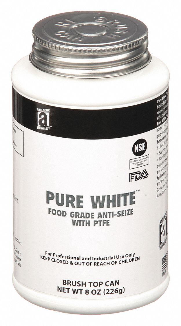 Food Grade Anti-Seize: Brush-Top Can, 8 oz, Non-Metallic Base, NSF H1