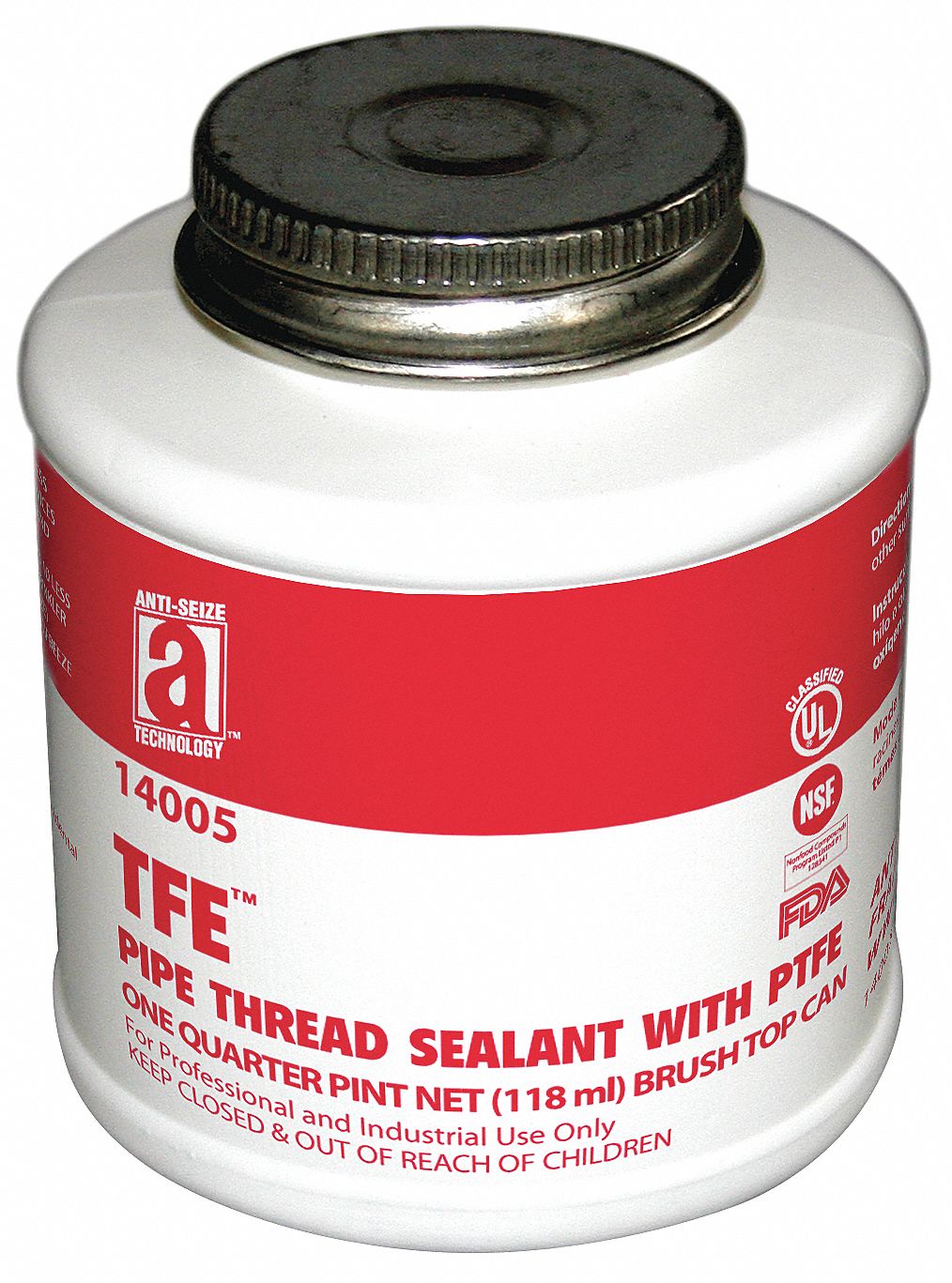 ANTISEIZE TECHNOLOGY 4 oz Brush Top Can Pipe Thread Sealant with 2,000 psi, White 23YA83