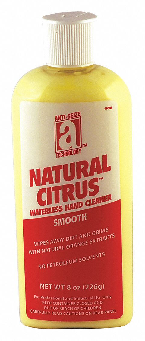 Hand Cleaner: Liquid, Squeeze Bottle, 8 oz, Citrus, Waterless, Waterless