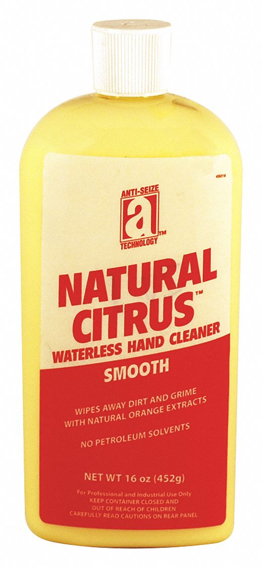 Hand Cleaner: Liquid, Squeeze Bottle, 16 oz, Citrus, Waterless, Waterless
