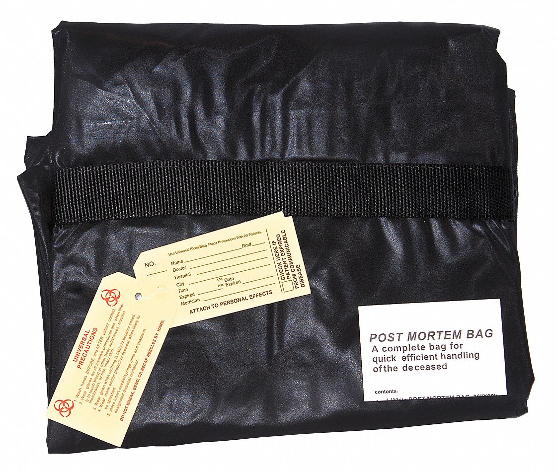 Chlorine Free Cadaver Bag w/Center Pull Zipper,  90 in Length,  42 in Width,  18 mm Thickness