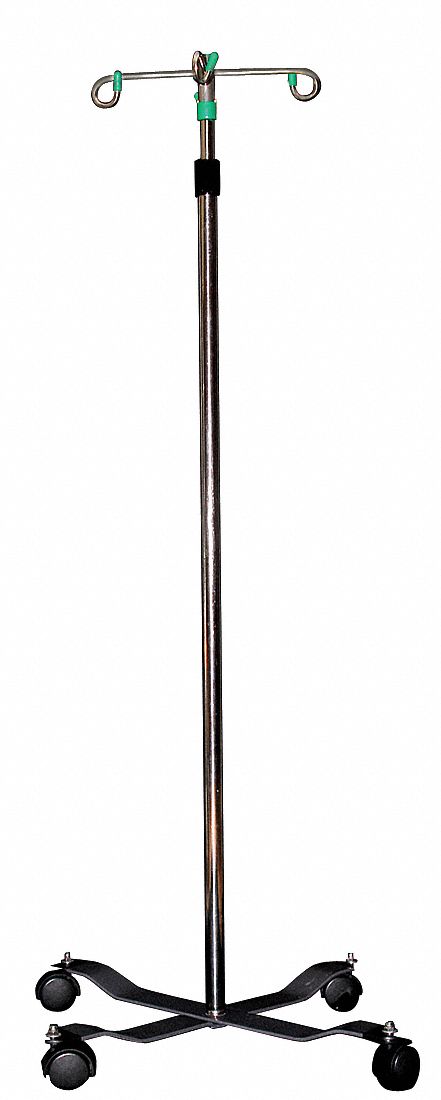 IV Pole: 4 Legs, 4 Hooks, Stainless Steel
