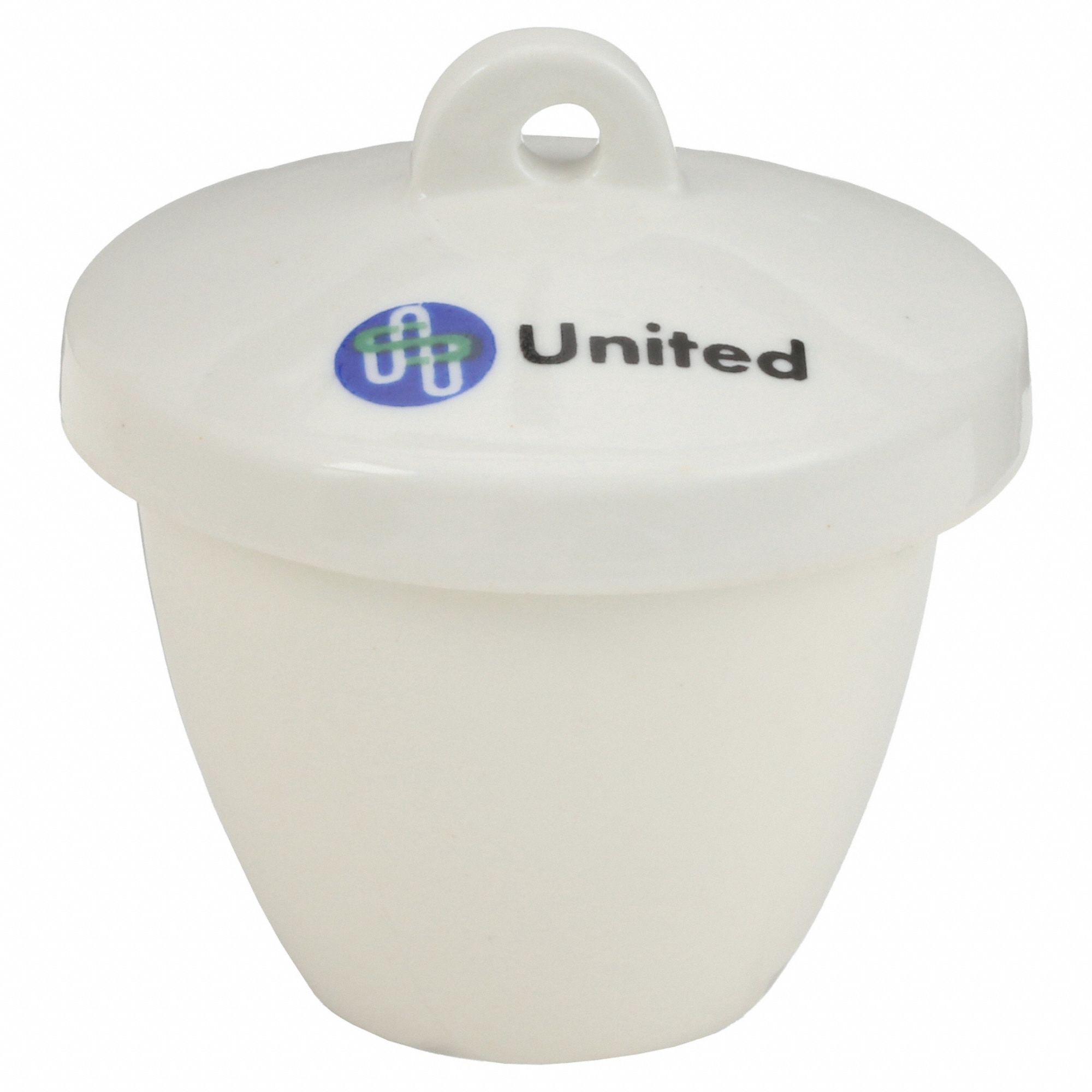 Crucible: 43 mm Dia, 37 mm Overall Ht, 30 mL Capacity - mL, Glazed, Porcelain, Autoclavable