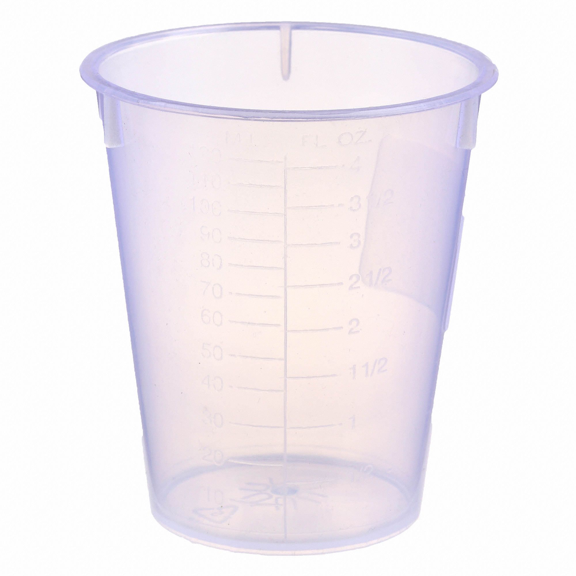 UNITED Plastic Beaker, Low Form, 0.5 to 4 oz, 10 to 120mL, 25 PK