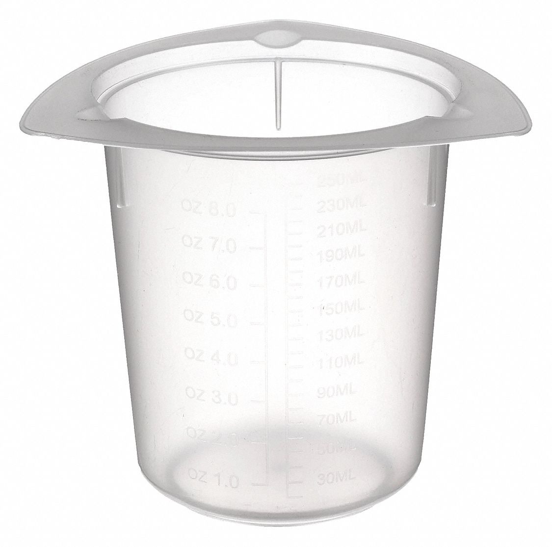 Tri-Pour Beaker: Low Form, 250 mL Capacity - mL, 8 fl oz Capacity - oz, 101 mm Outside Dia, White
