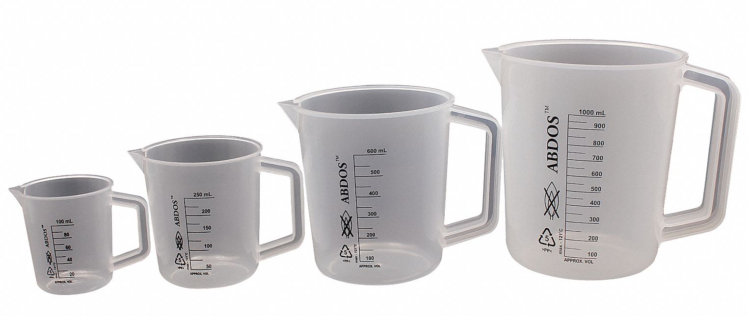 Beaker: Tall Form with Handle, 10 L Capacity - mL, 2.64 gal Capacity - oz, 255 mm Outside Dia, White