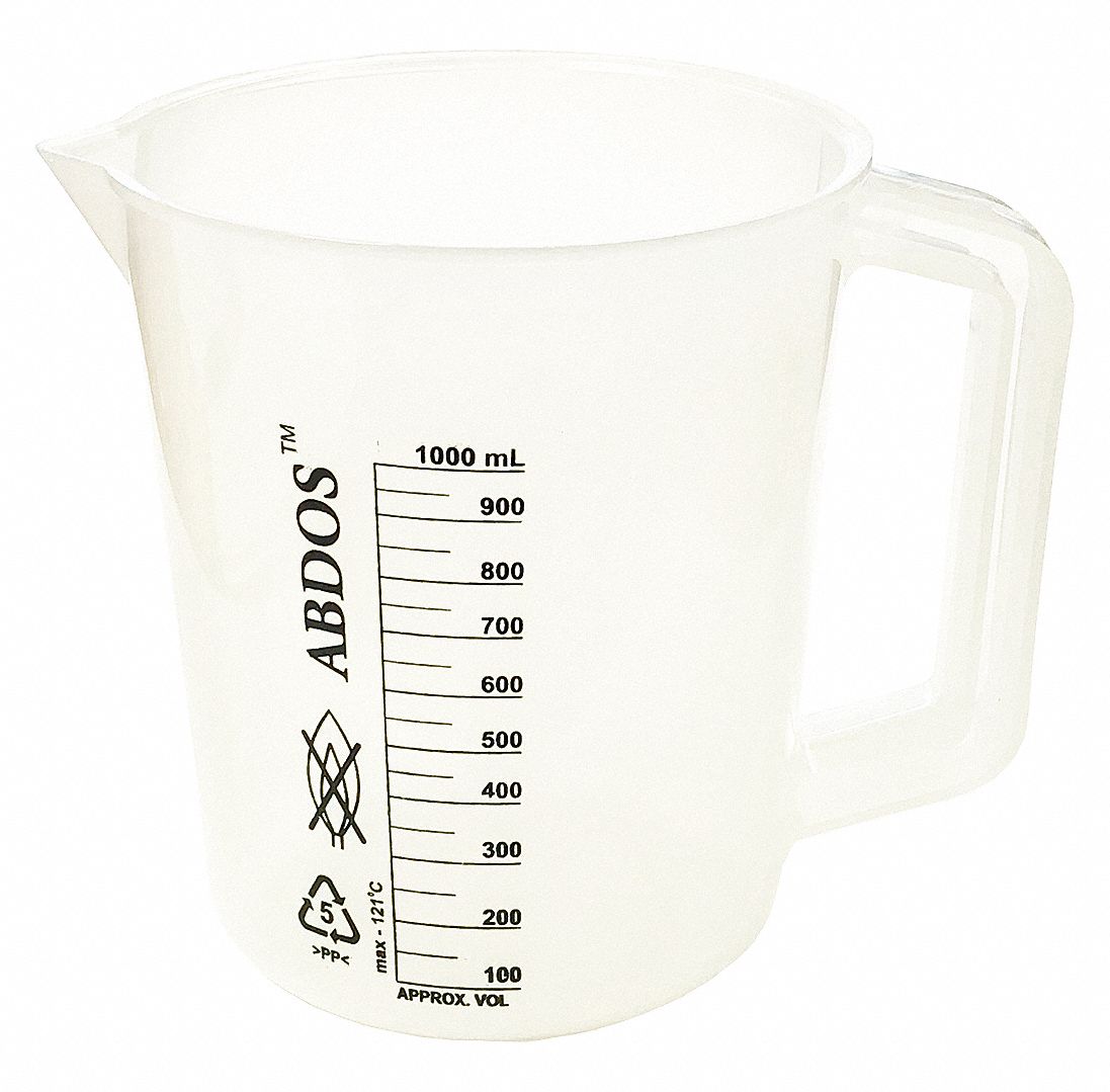 United Plastic Beaker Tall Form With Handle 100 To 1000ml 4 Pk 23yw55 P Grainger