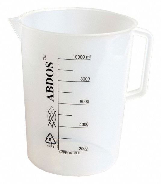 Beaker: Tall Form with Handle, 2 L Capacity - mL, 67.62 fl oz Capacity - oz, 158 mm Outside Dia